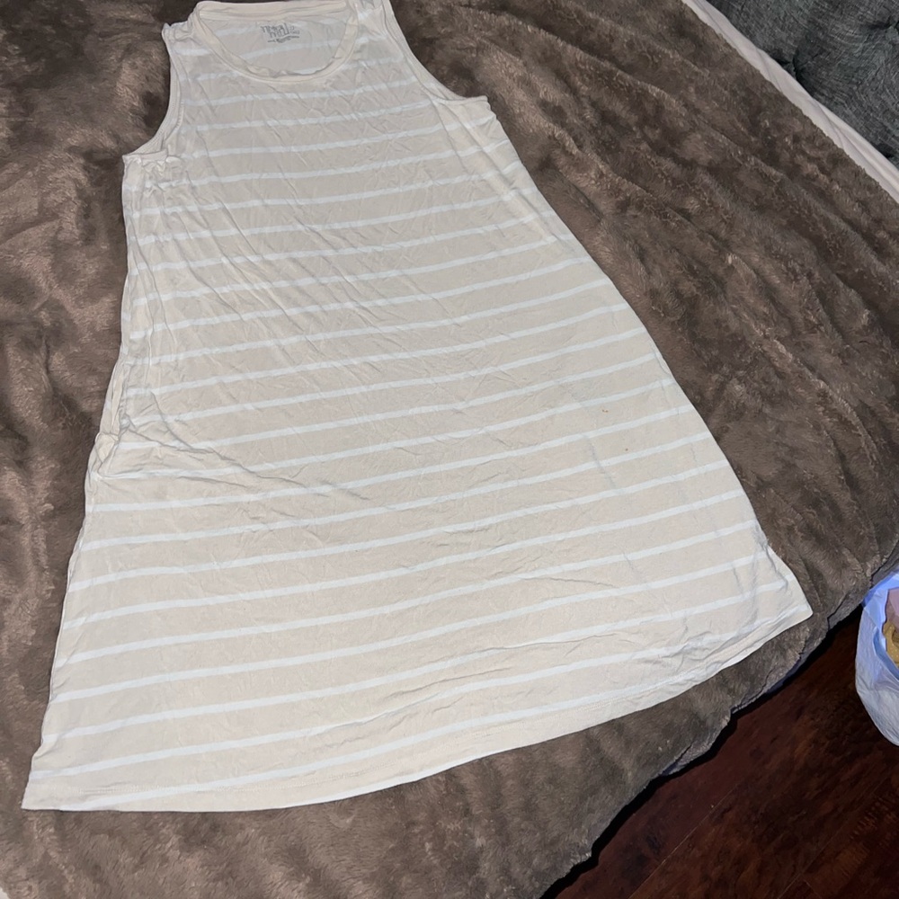 Time and Tru Beige and White Striped Top